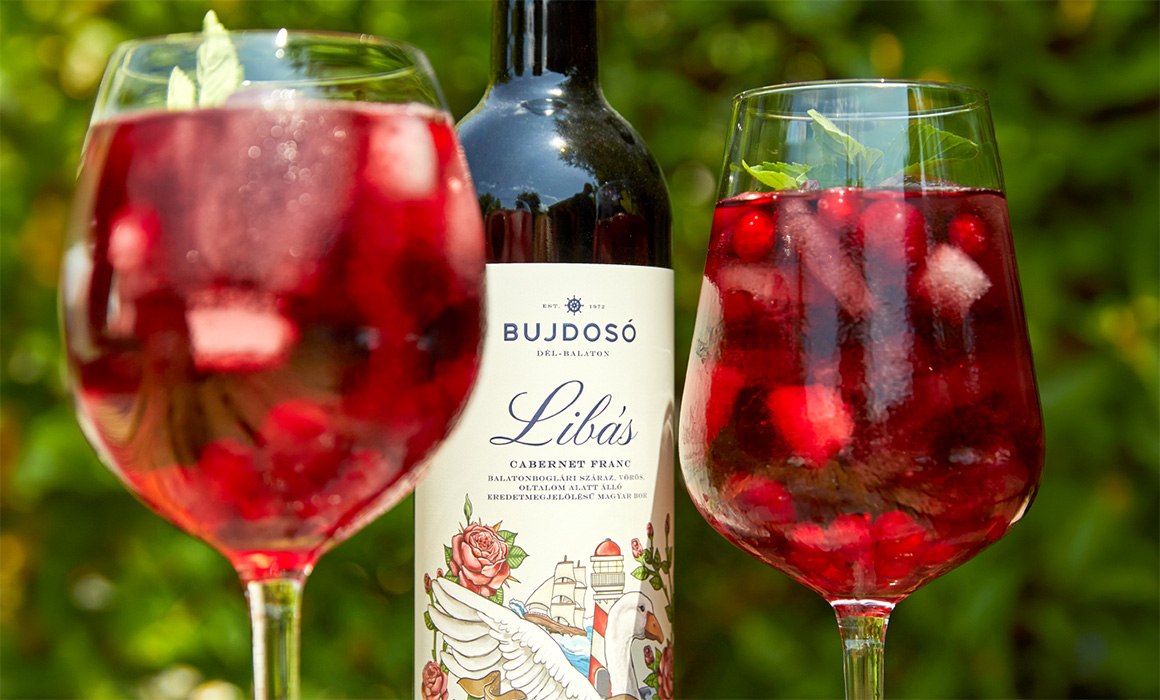 Libás Cabernet Franc jéggel és piros bogyós gyümölcsökkel.
